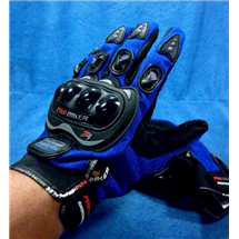ถุงมือมอเตอร์ไซค์หนัง แบบเต็มมือ PRO-BIKER น้ำเงิน